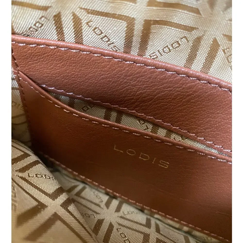 Lodis brand crescent‎ shaped wristlet Leather
